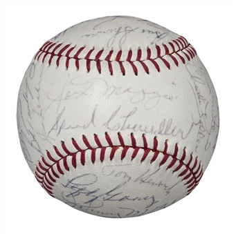 New York Yankees Old Timers and Hall of Famers Multi-Signed Baseball With 25 Signatures Including DiMaggio, Rizzuto & Gomez (PSA/DNA)